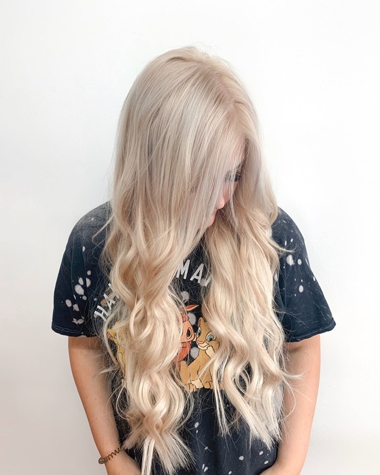 Blonde with halo extensions in cocoa beach florida