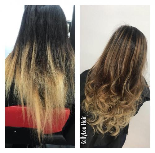 BEFORE AND AFTER HAIR COLOR AT BEAUTY  THE BARBER HAIR SALON IN COCOA BEACH FLORIDA