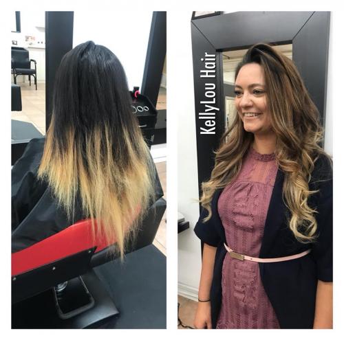 BEFORE AND AFTER HAIR COLOR AT HAIR SALON IN COCOA BEACH FLORIDA